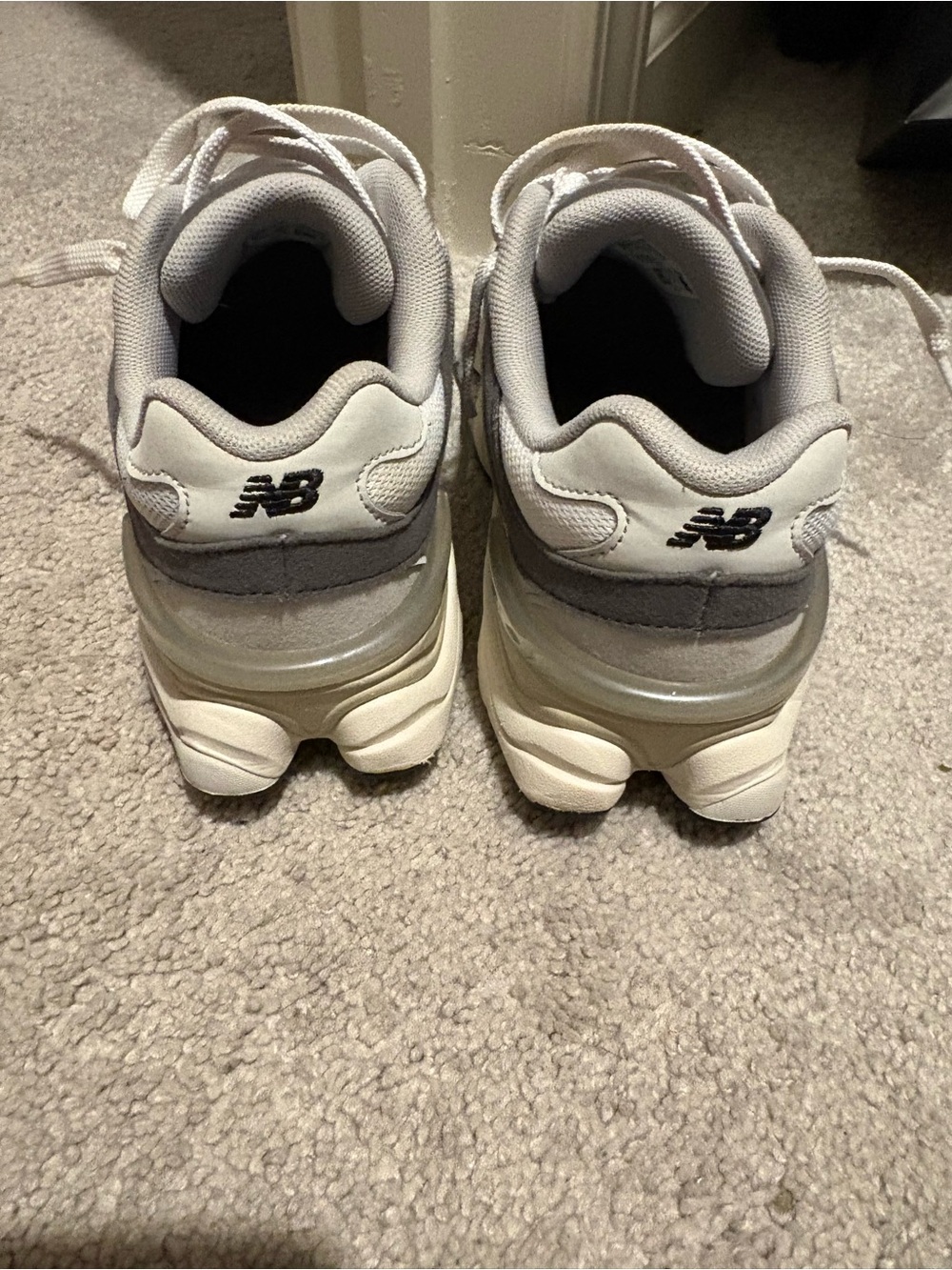 New Balance Gray, White & Cream Retro Runner Sneakers - Picture 6 of 7